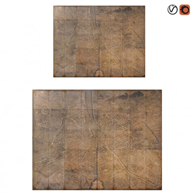 restoration hardware turgots 1739 plan de paris decoupage map 3D Model .c4d .max .obj .3ds .fbx .stl .blend 
