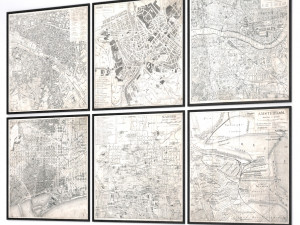 restoration hardware vintage aerial maps of european cities Modelo 3D