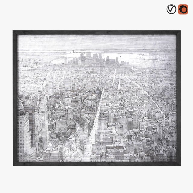 restoration hardware zoey riley map of lower manhattan 3D Модель .c4d .max .obj .3ds .fbx .stl .blend 