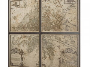 restoration hardware1672 plan de paris four-panel map Model 3D