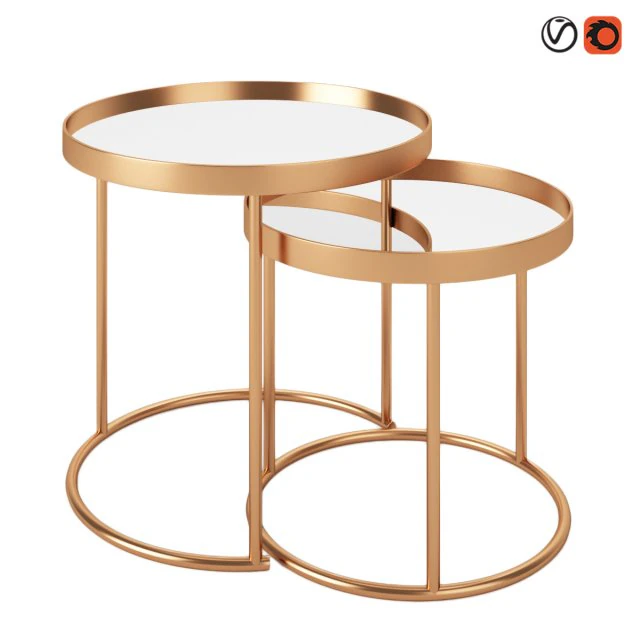 zara home round gold nest of tables 3D Model .c4d .max .obj .3ds .fbx .stl .blend