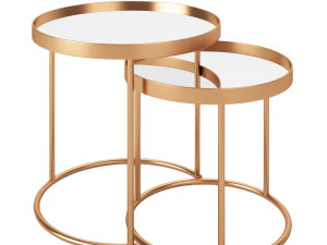 ザラ ホーム ラウンド ゴールド ネスト テーブル 3Dモデル