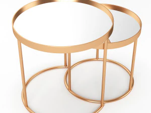zara home round gold nest of tables 3D Model