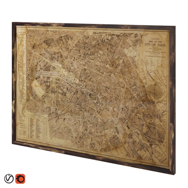 restoration hardware vintage paris map 3D Model .c4d .max .obj .3ds .fbx .stl .blend