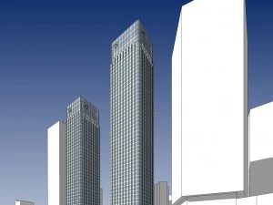 shopping center e pr&eacute;dio de escrit&oacute;rios comerciais Modelo 3D