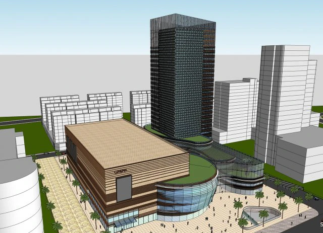 shopping mall commercial office building 3D Model .c4d .max .obj .3ds .fbx .stl .blend 