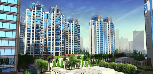 residential towers township 3Dモデル .c4d .max .obj .3ds .fbx .stl .blend 