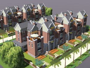beautiful row house 3D Model