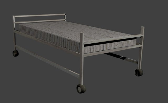 old and rusted hospitalbed 3D Model .c4d .max .obj .3ds .fbx .stl .blend 