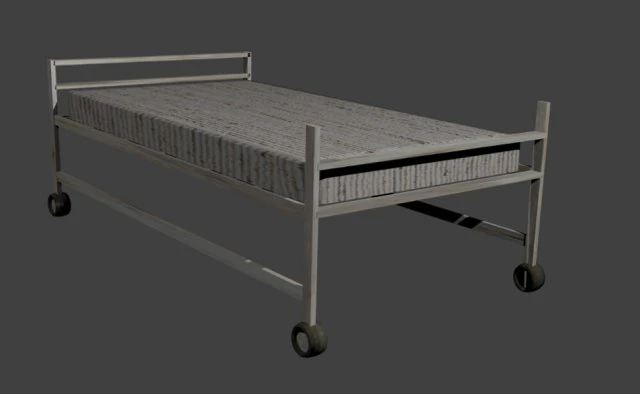old and rusted hospitalbed 3D Model .c4d .max .obj .3ds .fbx .stl .blend