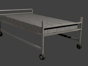 old and rusted hospitalbed Model 3D