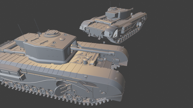 churchill cdl tanks 3D 프린트 모델 .c4d .max .obj .3ds .fbx .stl .blend 