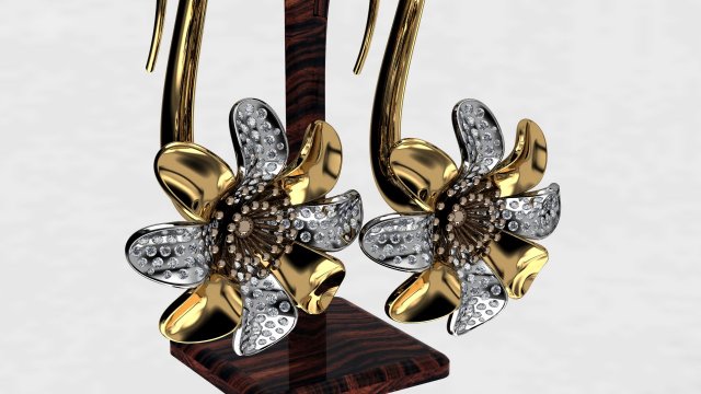 flower-earing 3D-Druckmodell .c4d .max .obj .3ds .fbx .stl .blend 