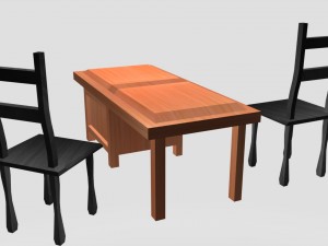simple desk with chairs free 3D Model