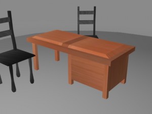 simple desk with chairs free 3D Model