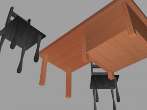 simple desk with chairs free 3D Model