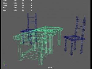 simple desk with chairs free 3D Model