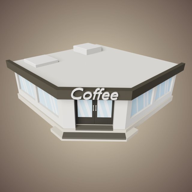 coffee shop low poly Model 3D .c4d .max .obj .3ds .fbx .stl .blend 