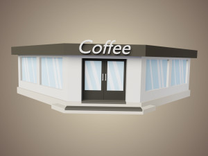 coffee shop low poly Model 3D