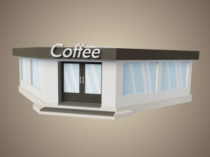 coffee shop low poly Model 3D