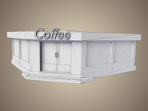 coffee shop low poly Model 3D