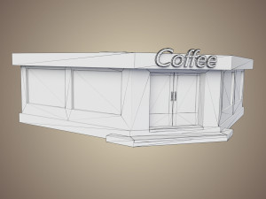 coffee shop low poly Model 3D