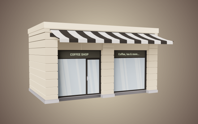 coffee shop low poly 01 Modèle 3D .c4d .max .obj .3ds .fbx .stl .blend 