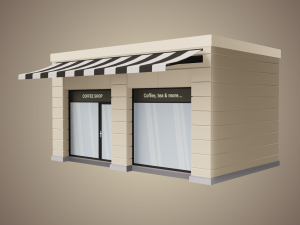 coffee shop low poly 01 Modèle 3D