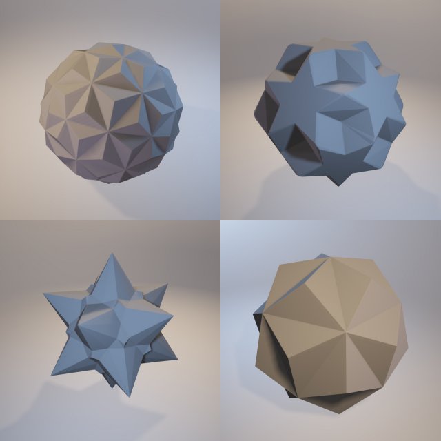a set of fractal three-dimensional monochrome symbolic objects 3D Принт Модель .c4d .max .obj .3ds .fbx .stl .blend 