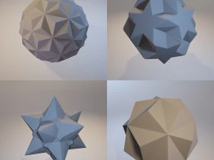 भग्न त्रि-आयामी मोनोक्रोम प्रतीकात्मक वस्तुओं का एक सेट 3D प्रिंट मॉडल