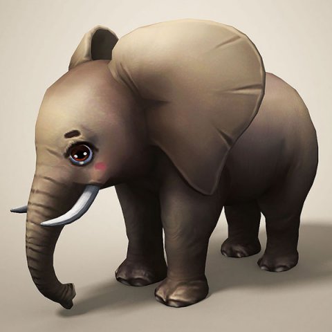 cartoon elephant Model 3D .c4d .max .obj .3ds .fbx .stl .blend