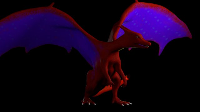 pokemon charizard realistic muscle rigged 3D Model .c4d .max .obj .3ds .fbx .stl .blend 