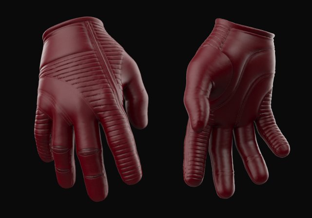 Leather gloves 3D 模型 .c4d .max .obj .3ds .fbx .stl .blend 
