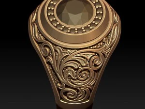 Męski sygnet z ozdobami Model do druku 3D