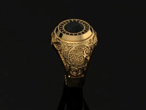 Man signet ring with ornaments 3D Print Model
