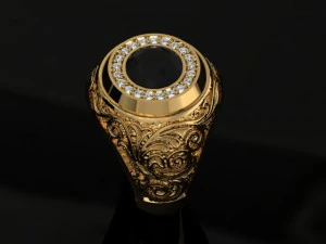 Man signet ring with ornaments 3D Print Model