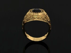 Man signet ring with ornaments 3D Print Model