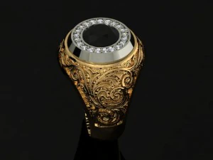 Man signet ring with ornaments 3D Print Model