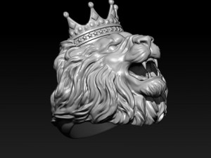 Lion ring with crown Modèles 3D en vedette