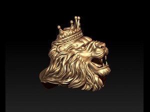 Lion ring with crown Modèles 3D en vedette