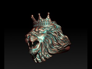 Lion ring with crown Modèles 3D en vedette