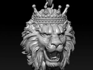 Lion necklace with crown 3D Print Model