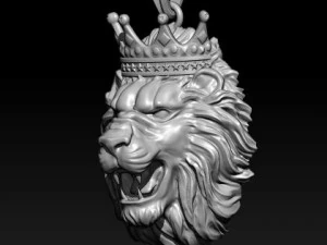 Lion necklace with crown 3D Print Model