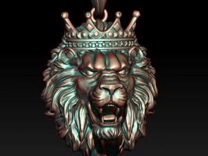 Lion necklace with crown 3D Print Model