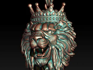 Lion necklace with crown 3D Print Model