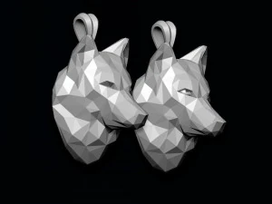 Wolf pendant low poly 3D Print Model