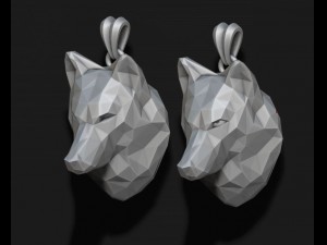 Wolf pendant low poly Modelo de Impressão 3D