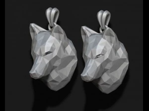 Wolf pendant low poly 3D Print Model