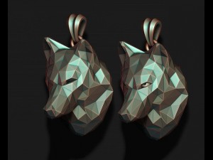 Wolf pendant low poly Modelo de Impressão 3D