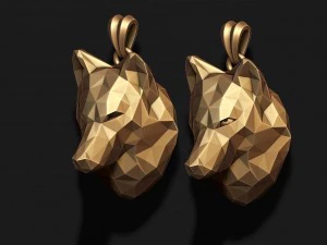 Wolf pendant low poly 3D Print Model